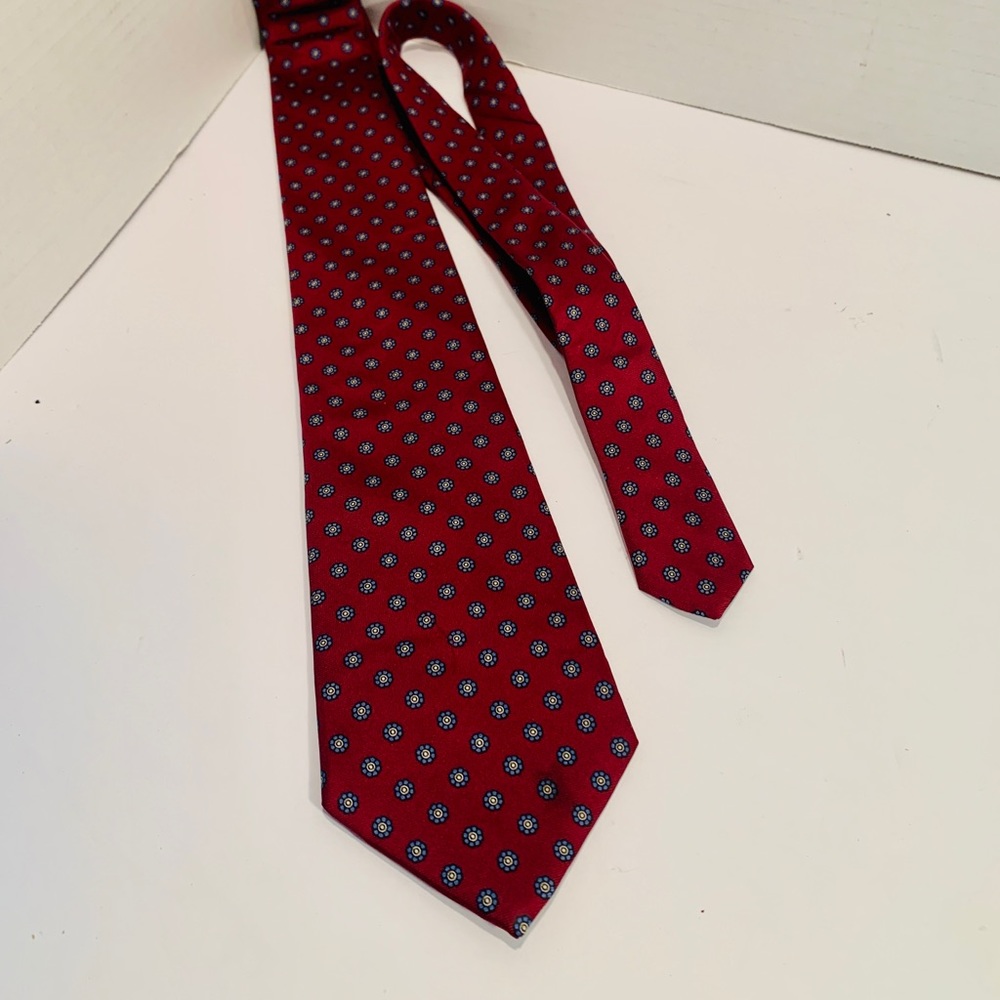 Vintage Italian Classic All Silk Neck Tie Oliver Hunt Burgundy/Red